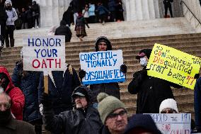 Protest On Democracy On Lincoln Memorial