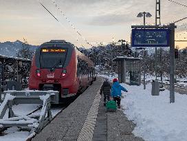 Bavarian Train Station Murnau In Winter