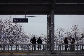 Bavarian Train Station Murnau In Winter