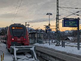 Bavarian Train Station Murnau In Winter