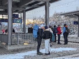 Bavarian Train Station Murnau In Winter