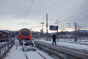 Bavarian Train Station Murnau In Winter