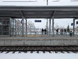 Bavarian Train Station Murnau In Winter