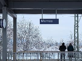 Bavarian Train Station Murnau In Winter