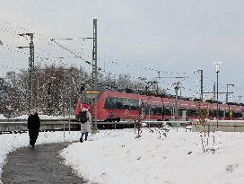 Bavarian Train Station Murnau In Winter