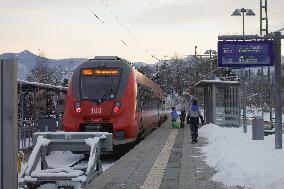 Bavarian Train Station Murnau In Winter