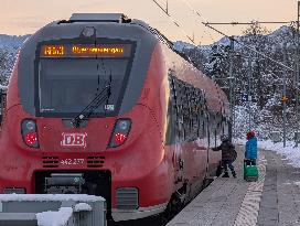 Bavarian Train Station Murnau In Winter