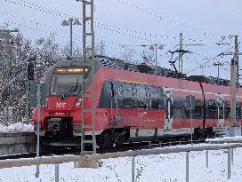 Bavarian Train Station Murnau In Winter