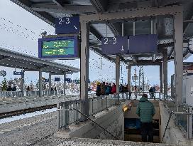 Bavarian Train Station Murnau In Winter