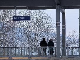 Bavarian Train Station Murnau In Winter