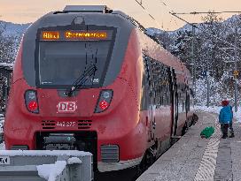 Bavarian Train Station Murnau In Winter