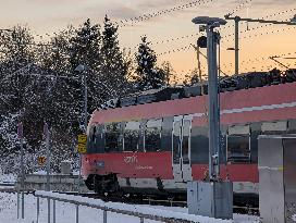 Bavarian Train Station Murnau In Winter