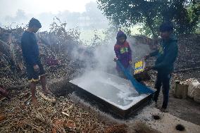 Jaggery Making On The Outskirts Of Kolkata, India