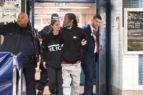 Jamar Banks Arrested And Walked Out By New York City Police Department Officers After Allegedly Stabbing MTA Employee And Man In