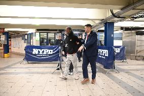 Jamar Banks Arrested And Walked Out By New York City Police Department Officers After Allegedly Stabbing MTA Employee And Man In