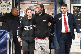 Jamar Banks Arrested And Walked Out By New York City Police Department Officers After Allegedly Stabbing MTA Employee And Man In