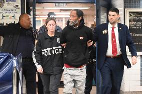 Jamar Banks Arrested And Walked Out By New York City Police Department Officers After Allegedly Stabbing MTA Employee And Man In