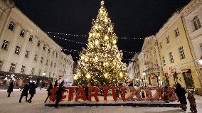 Tartu Town Hall square during Christmas season