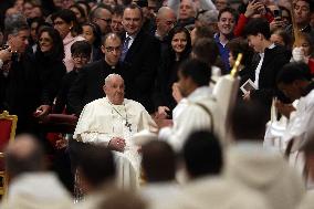 Pope Francis Bergoglio attends the celebration of the Epiphany of the Lord Holy Mass
