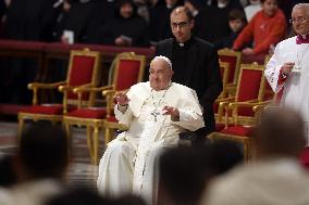 Pope Francis Bergoglio attends the celebration of the Epiphany of the Lord Holy Mass