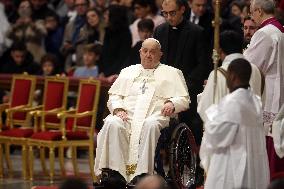 Pope Francis Bergoglio attends the celebration of the Epiphany of the Lord Holy Mass