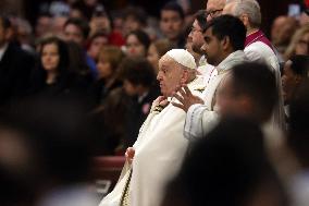 Pope Francis Bergoglio attends the celebration of the Epiphany of the Lord Holy Mass