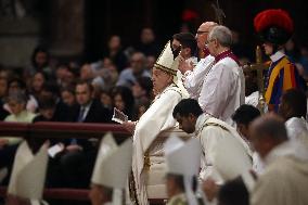 Pope Francis Bergoglio attends the celebration of the Epiphany of the Lord Holy Mass