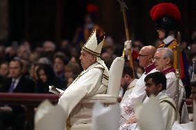 Pope Francis Bergoglio attends the celebration of the Epiphany of the Lord Holy Mass