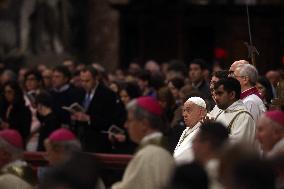 Pope Francis Bergoglio attends the celebration of the Epiphany of the Lord Holy Mass