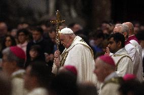 Pope Francis Bergoglio attends the celebration of the Epiphany of the Lord Holy Mass