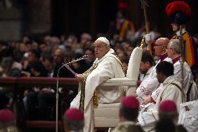 Pope Francis Bergoglio attends the celebration of the Epiphany of the Lord Holy Mass