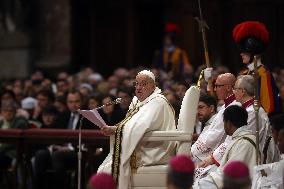 Pope Francis Bergoglio attends the celebration of the Epiphany of the Lord Holy Mass