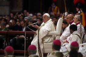 Pope Francis Bergoglio attends the celebration of the Epiphany of the Lord Holy Mass