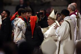 Pope Francis Bergoglio attends the celebration of the Epiphany of the Lord Holy Mass