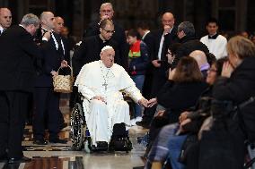 Pope Francis Bergoglio attends the celebration of the Epiphany of the Lord Holy Mass