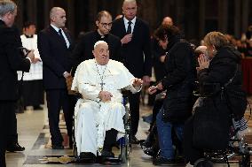 Pope Francis Bergoglio attends the celebration of the Epiphany of the Lord Holy Mass