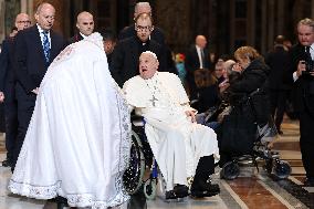 Pope Francis Bergoglio attends the celebration of the Epiphany of the Lord Holy Mass