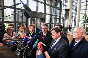 Presser after meetings between political parties and parliamentary groups on the preparation of the 2025 Budget in Paris FA