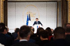 President Macron Delivers His Speech To French Ambassadors - Paris