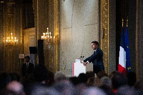 President Macron Delivers His Speech To French Ambassadors - Paris