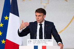 President Macron Delivers His Speech To French Ambassadors - Paris