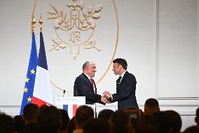 Emmanuel Macron Host The Traditional Epiphany Galette Ceremony - Paris