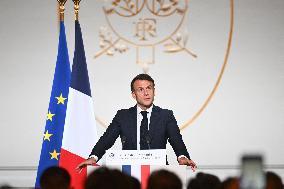 Emmanuel Macron Host The Traditional Epiphany Galette Ceremony - Paris