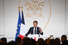 Emmanuel Macron Host The Traditional Epiphany Galette Ceremony - Paris