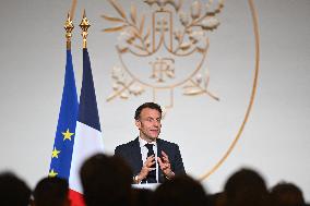 Emmanuel Macron Host The Traditional Epiphany Galette Ceremony - Paris