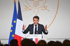 Emmanuel Macron Host The Traditional Epiphany Galette Ceremony - Paris