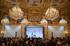 Emmanuel Macron Host The Traditional Epiphany Galette Ceremony - Paris