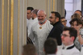 Emmanuel Macron Host The Traditional Epiphany Galette Ceremony - Paris