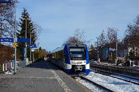 Bavarian Train Station Bad Toelz Served By BRB Trains