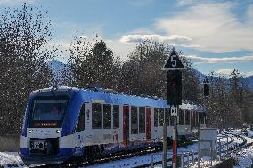 Bavarian Train Station Bad Toelz Served By BRB Trains